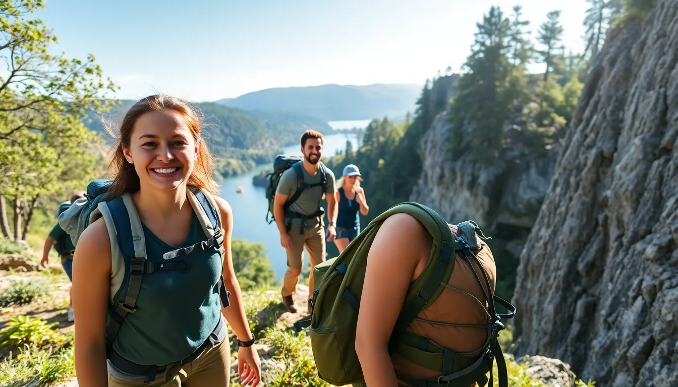 diverse group of adventurers participating in outdoor activities.